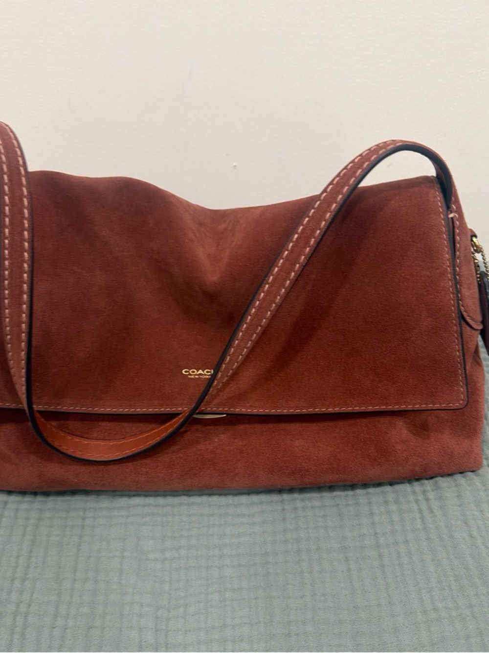 Chelsea 36 Coach Suede Shoulder Bag in Rust